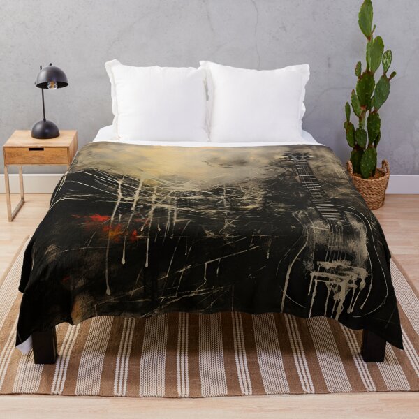 Item preview, dark abstract guitar print with spiderwebs designed and sold by dcrc.