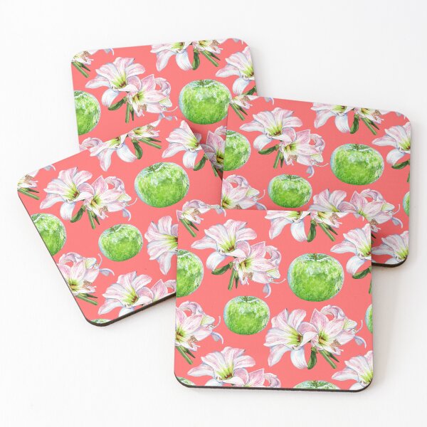 Item preview, Apples and Amaryllis Pattern Red designed and sold by Katariina Purru.