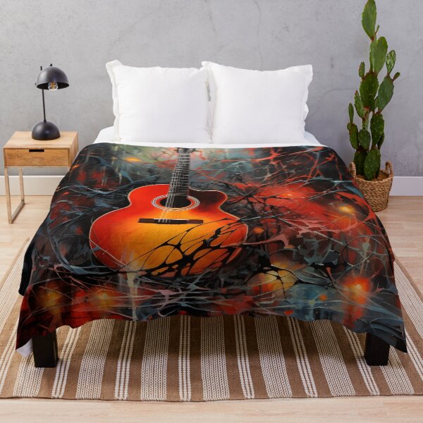 Item preview, Dark abstract guitar print with spiderwebs designed and sold by dcrc.