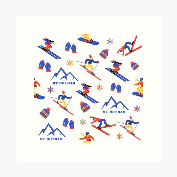 Item preview, Mount Hotham Victoria Australia Ski Snowboard seamless pattern designed and sold by Vintage-TM.