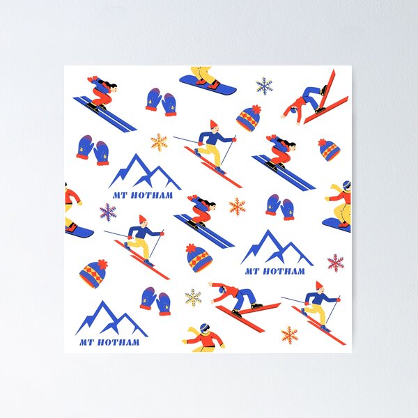 Item preview, Mount Hotham Victoria Australia Ski Snowboard seamless pattern designed and sold by Vintage-TM.