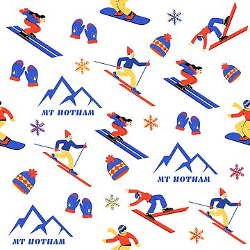 Artwork thumbnail, Mount Hotham Victoria Australia Ski Snowboard seamless pattern by Vintage-TM