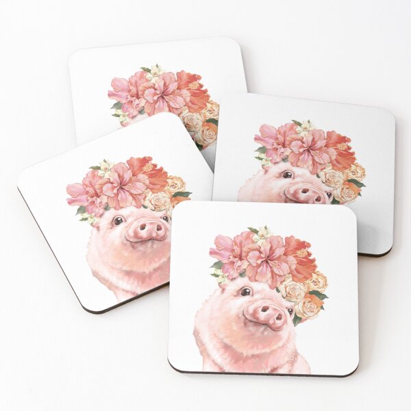Item preview, Retrato de corona de flores de cerdito bebé A1 designed and sold by bignosework.