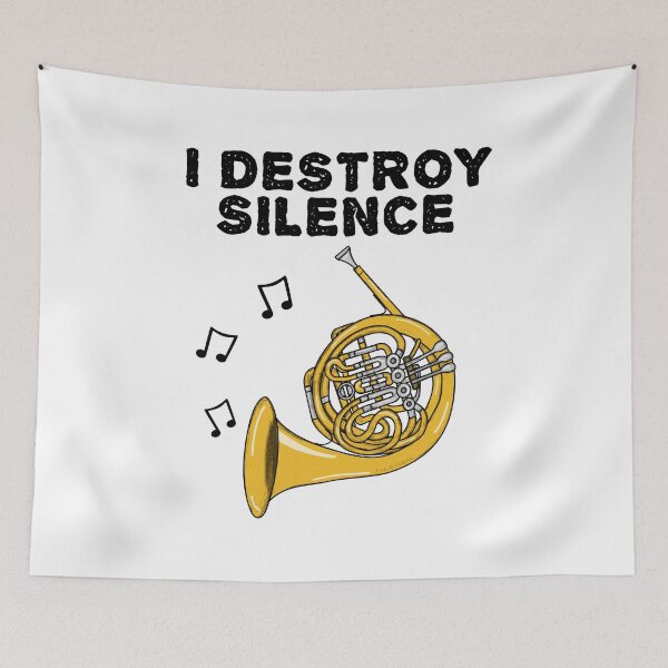 Item preview, French Horn, I Destroy Silence, Hornist Brass Musician designed and sold by doodlerob.