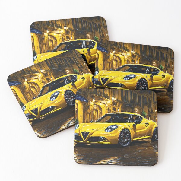 Item preview, Yellow Alfa Romeo 4c at night designed and sold by Glineur.