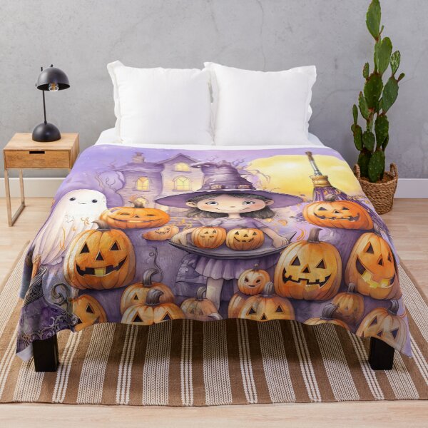 Item preview, Cute Halloween Girl Witch And Pumpkins designed and sold by AmberGingiKids.