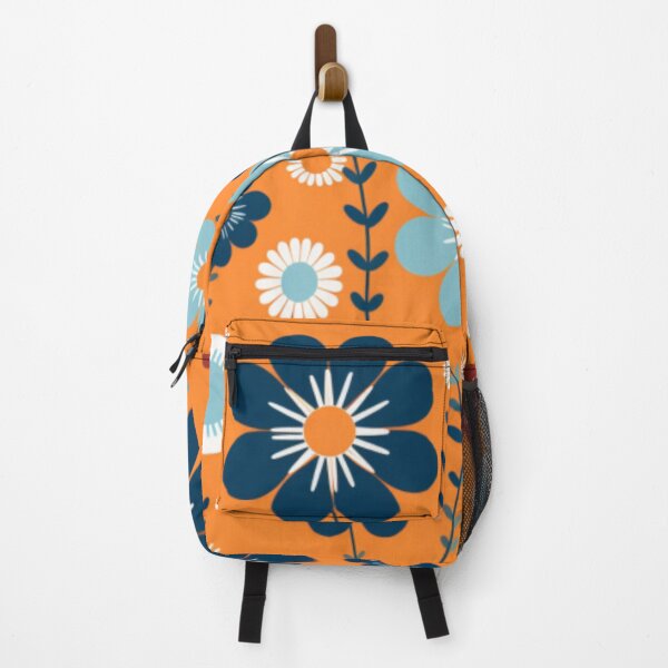 Item preview, Blue flowers on orange designed and sold by JePe70M.