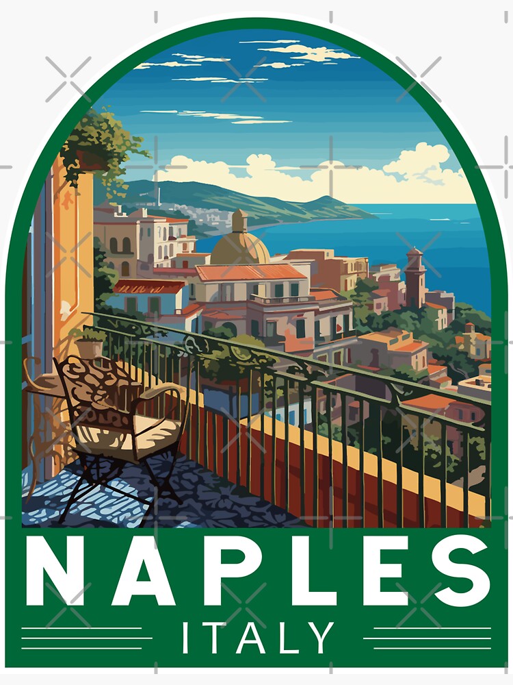 Affiche vintage Naples Italie | Travel poster Napoli | Affiche décoration | Décoration murale | Noir et blanc - France