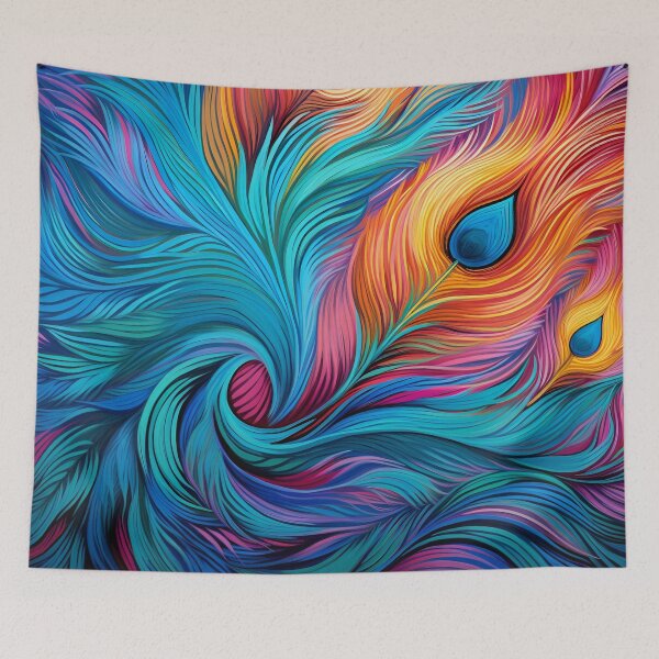 Item preview, stunning colorful peacock feather art print designed and sold by dcrc.