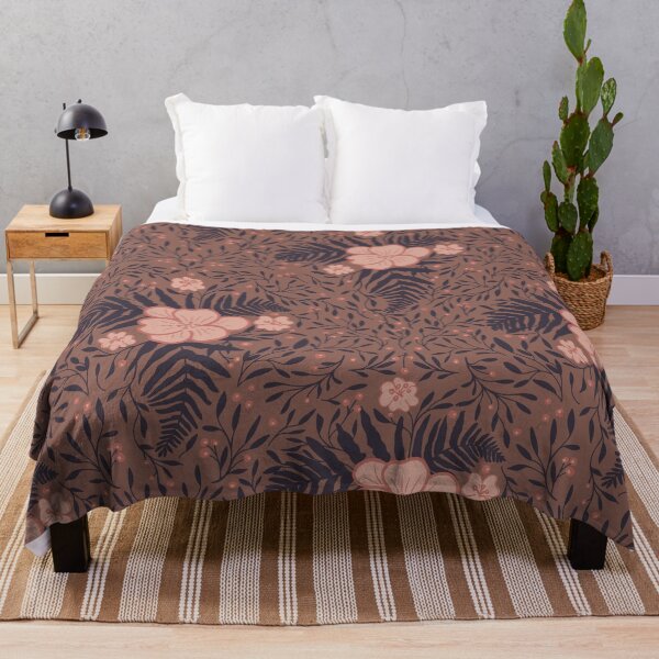 Item preview, Cottage Core Floral brown, pink and navy - pattern designed and sold by Quick Brown Fox Canada.
