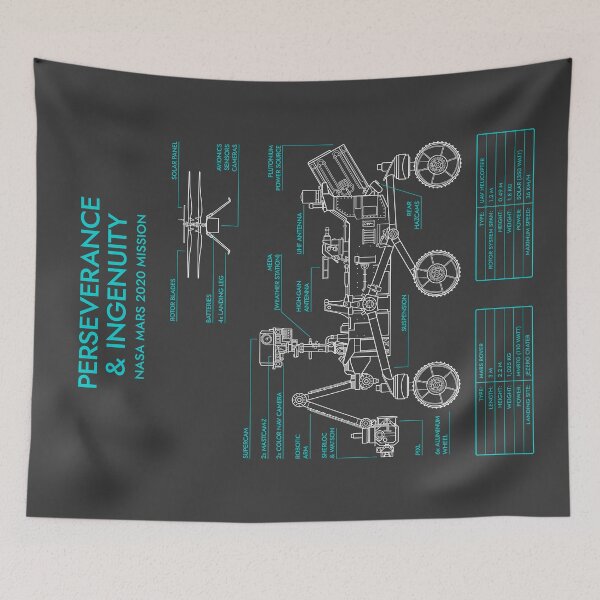 Item preview, Perseverance & Ingenuity - MARS 2020 (Grey and Turquoise Blueprint) designed and sold by BGALAXY.