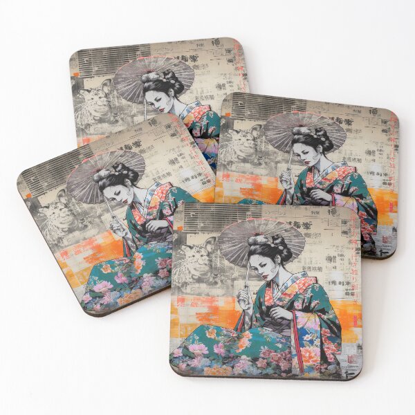 Artikelvorschau, Japanisch, Maiko, Haiku, Geisha, Porträt, Aquarell, Malerei, Geiko, Japan, Nihonga, Sumi-e, Kimono, Sakura, Blumen, Kirschblüte entworfen und verkauft von KsaveraArt.