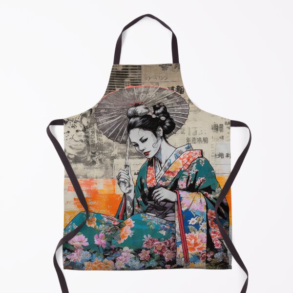 Item preview, Japanese, maiko, haiku, geisha, portrait, watercolor, painting, geiko, japan, nihonga, sumi-e, kimono, sakura, floral, cherry blossom designed and sold by KsaveraArt.
