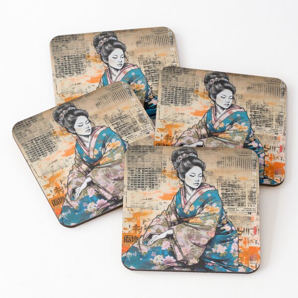 Artikelvorschau, Japanisch, Maiko, Haiku, Geisha, Porträt, Aquarell, Malerei, Geiko, Japan, Nihonga, Sumi-e, Kimono, Sakura, Blumen, Kirschblüte entworfen und verkauft von KsaveraArt.