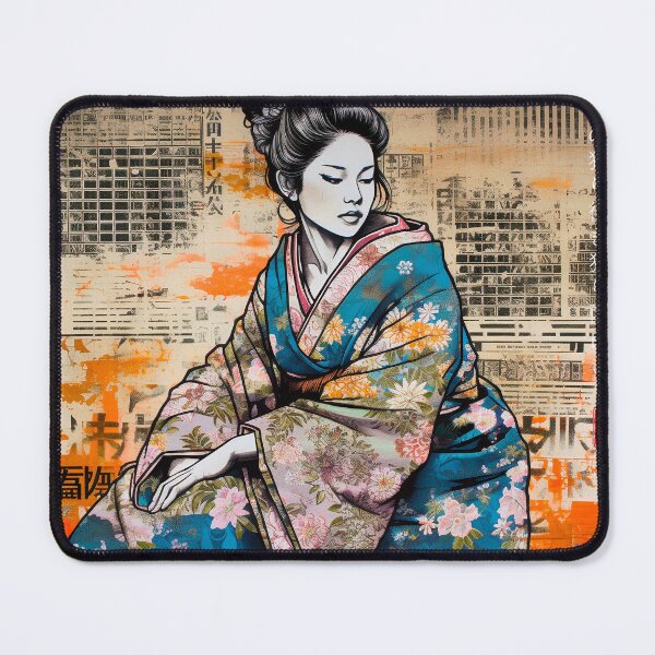 Aperçu de l'œuvre Japonais, maiko, haïku, geisha, portrait, aquarelle, peinture, geiko, japon, nihonga, sumi-e, kimono, sakura, floral, fleur de cerisier créée et vendue par KsaveraArt.