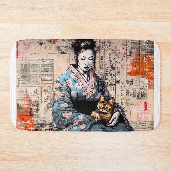 Item preview, Japanese, maiko, haiku, geisha, portrait, watercolor, painting, geiko, japan, nihonga, sumi-e, kimono, sakura, floral, cherry blossom designed and sold by KsaveraArt.