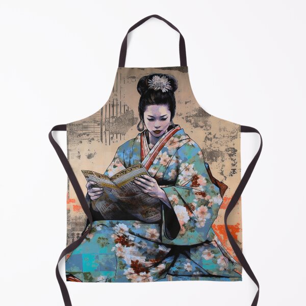 Item preview, Japanese, maiko, haiku, geisha, portrait, watercolor, painting, geiko, japan, nihonga, sumi-e, kimono, sakura, floral, cherry blossom designed and sold by KsaveraArt.