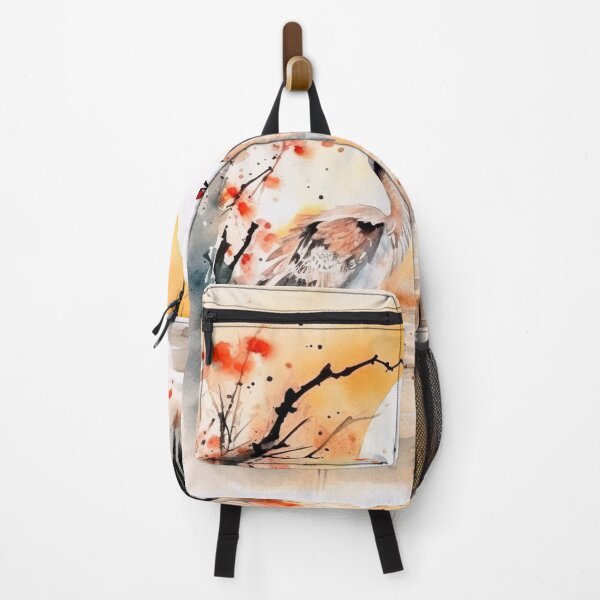 Item preview, Japanese, crane, haiku, geisha, sunset, watercolor, painting, sunrise, japan, nihonga, sumi-e, zen, sakura, floral, cherry blossom designed and sold by KsaveraArt.