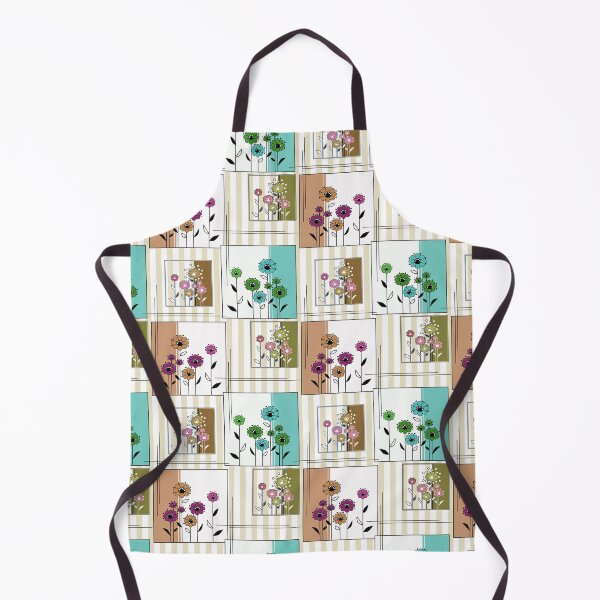 Item preview, Folklore floral patchwork in turquoise and brown tones designed and sold by fuzzyfox.