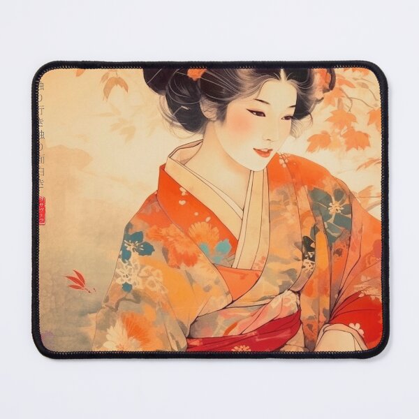 Aperçu de l'œuvre Japonais, maiko, haïku, geisha, portrait, aquarelle, peinture, geiko, japon, nihonga, sumi-e, kimono, sakura, floral, fleur de cerisier créée et vendue par KsaveraArt.