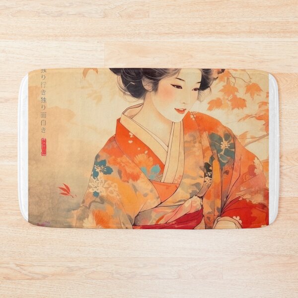 Item preview, Japanese, maiko, haiku, geisha, portrait, watercolor, painting, geiko, japan, nihonga, sumi-e, kimono, sakura, floral, cherry blossom designed and sold by KsaveraArt.