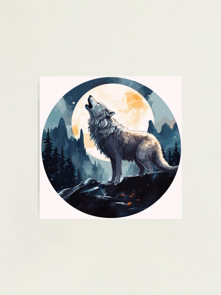 A wolf howling under the full moon