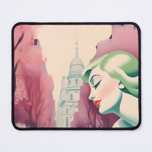 Item preview, French woman. Vintage retro illustration in soft pastel wine colors designed and sold by GoldenTimesCafe.