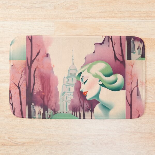 Item preview, French woman. Vintage retro illustration in soft pastel wine colors designed and sold by GoldenTimesCafe.