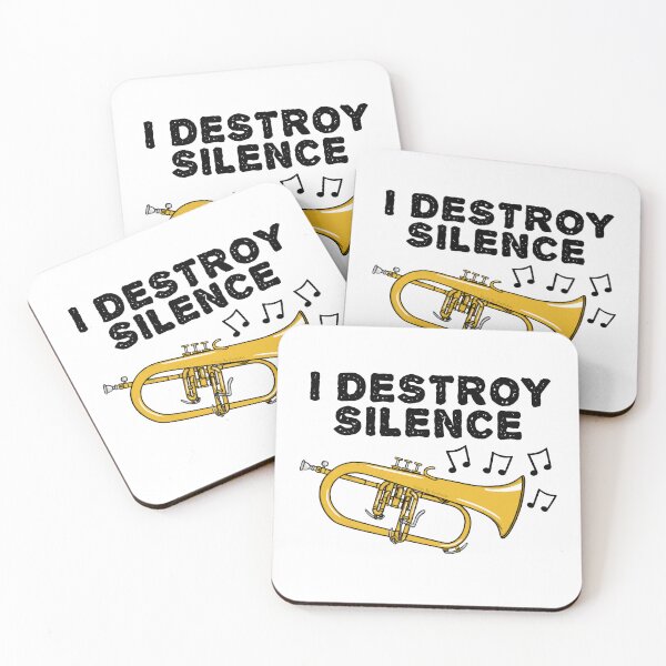 Item preview, Flugelhorn Player, I Destroy Silence, Hornist Brass Musician designed and sold by doodlerob.