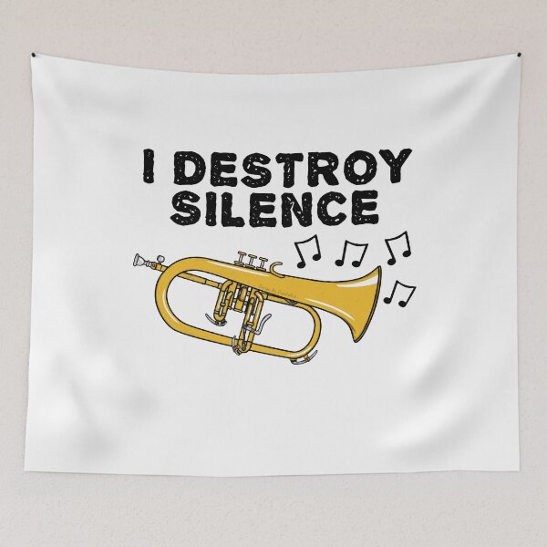 Item preview, Flugelhorn Player, I Destroy Silence, Hornist Brass Musician designed and sold by doodlerob.