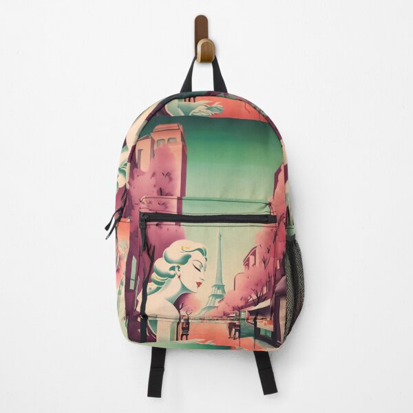 Item preview, A day in France. Vintage retro illustration in soft pastel colors designed and sold by GoldenTimesCafe.