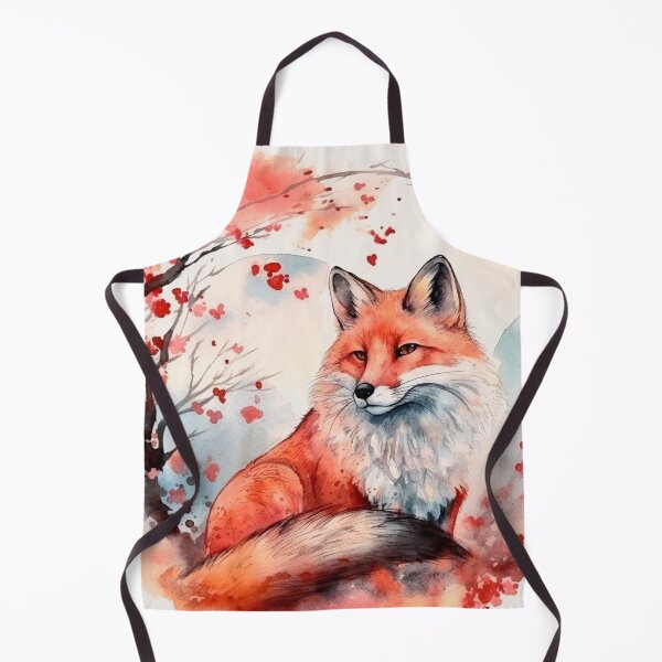 Item preview, Japanese, fox, haiku, geisha, sunset, watercolor, painting, sunrise, japan, nihonga, sumi-e, zen, sakura, floral, cherry blossom designed and sold by KsaveraArt.