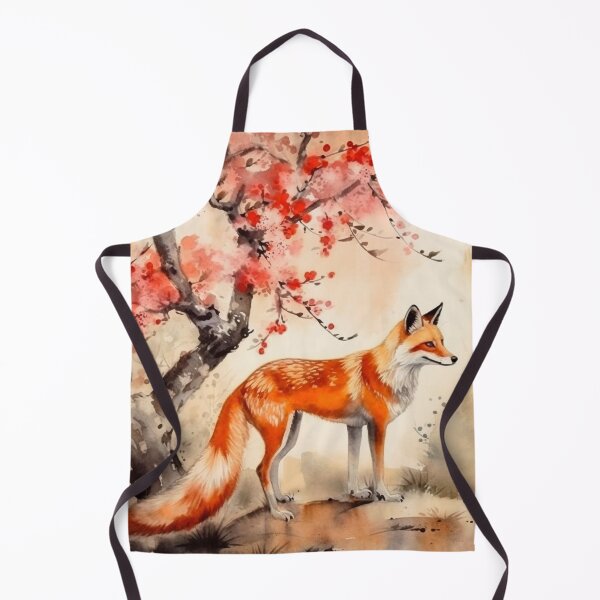 Item preview, Japanese, fox, haiku, geisha, sunset, watercolor, painting, sunrise, japan, nihonga, sumi-e, zen, sakura, floral, cherry blossom designed and sold by KsaveraArt.