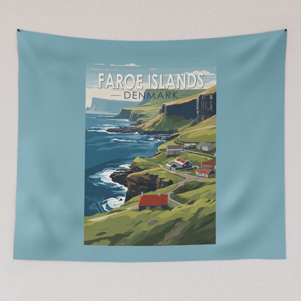 Item preview, Faroe Islands Denmark Travel Art Vintage designed and sold by KrisSidDesigns.