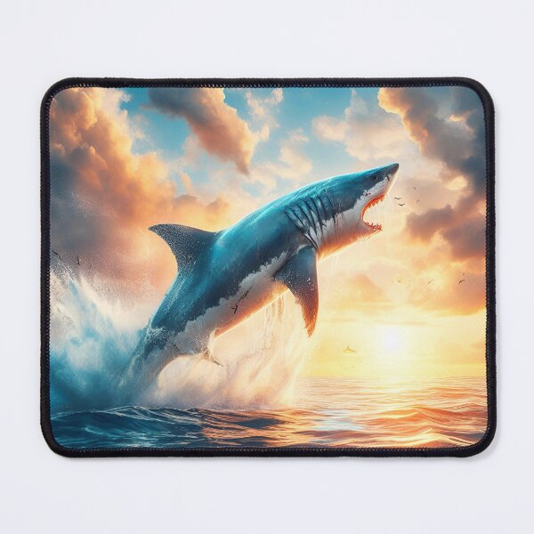 Item preview, white shark, shark, fish, sea, ocean, sea fishing, fishing, sunset, designed and sold by ART-POD-PL.