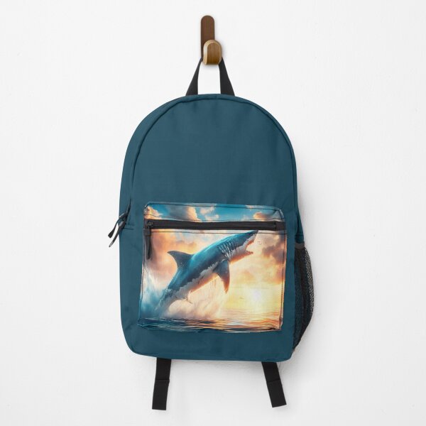 Item preview, white shark, shark, fish, sea, ocean, sea fishing, fishing, sunset, designed and sold by ART-POD-PL.