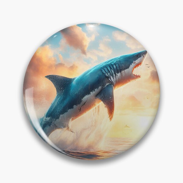 Item preview, white shark, shark, fish, sea, ocean, sea fishing, fishing, sunset, designed and sold by ART-POD-PL.