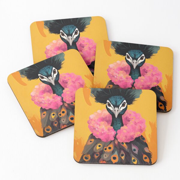 Item preview, Anthropomorphic Peacock in Fur Yellow Fashion Art Illustration designed and sold by GulDesignCo.