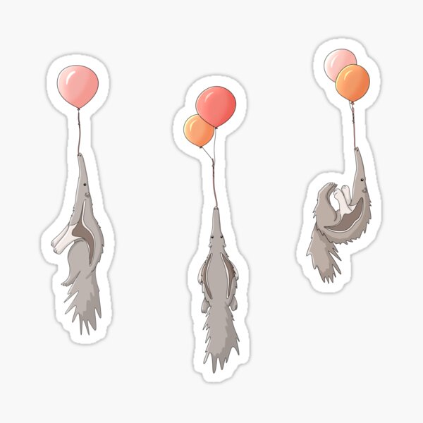 Anteaters Love Balloons Sticker