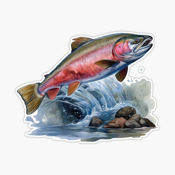 bigfoot, steelhead, fishing, trout Sticker for Sale by Finsinframes