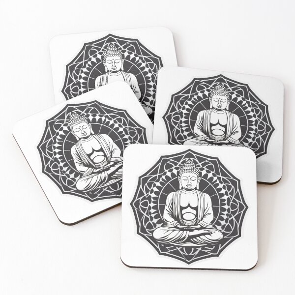 Item preview, Black White Buddha Statue, positive bright sticker , home decoration designed and sold by MartynGrey.