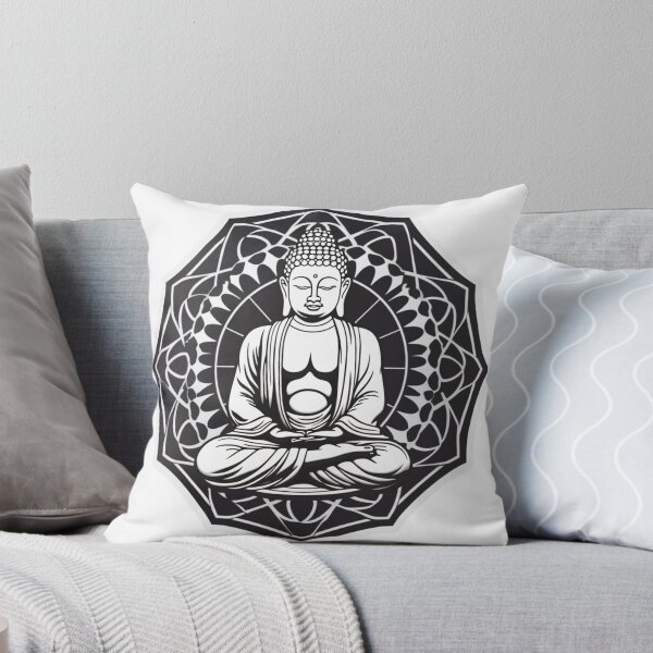 Item preview, Black White Buddha Statue, positive bright sticker , home decoration designed and sold by MartynGrey.