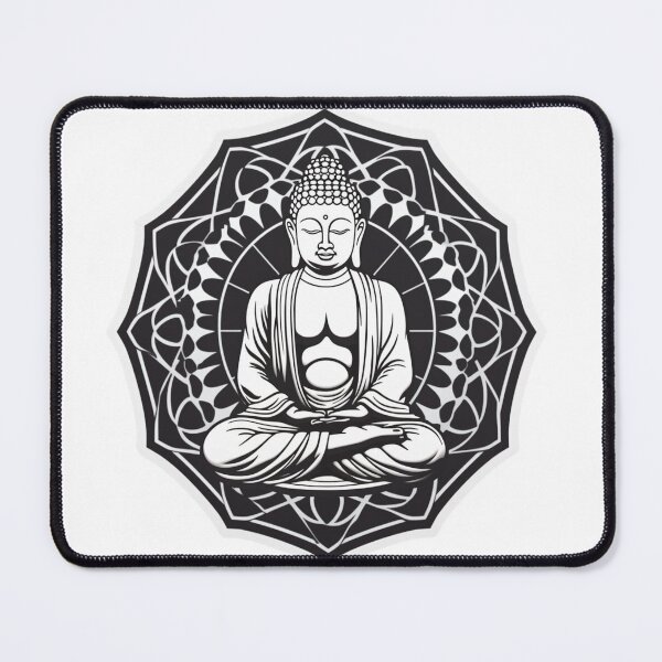Item preview, Black White Buddha Statue, positive bright sticker , home decoration designed and sold by MartynGrey.