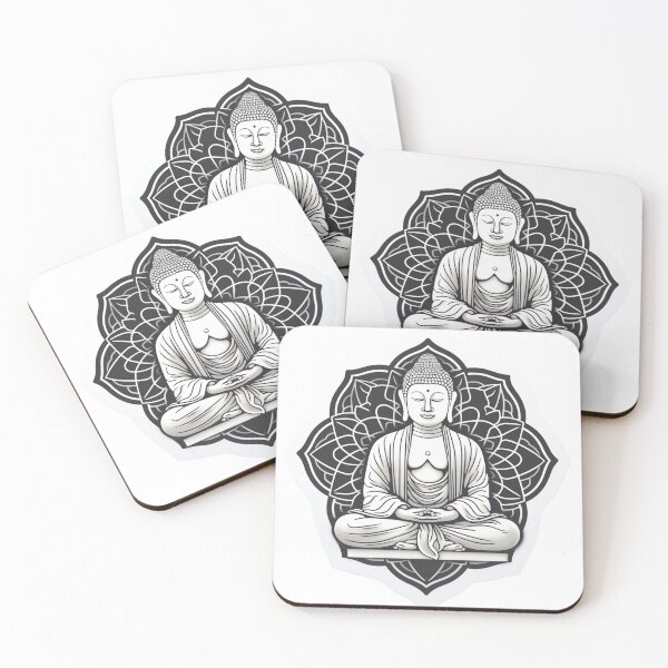 Item preview, Black White Buddha Statue for yoga and focus of attention designed and sold by MartynGrey.