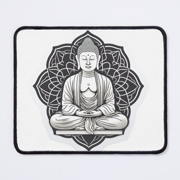 Item preview, Black White Buddha Statue for yoga and focus of attention designed and sold by MartynGrey.