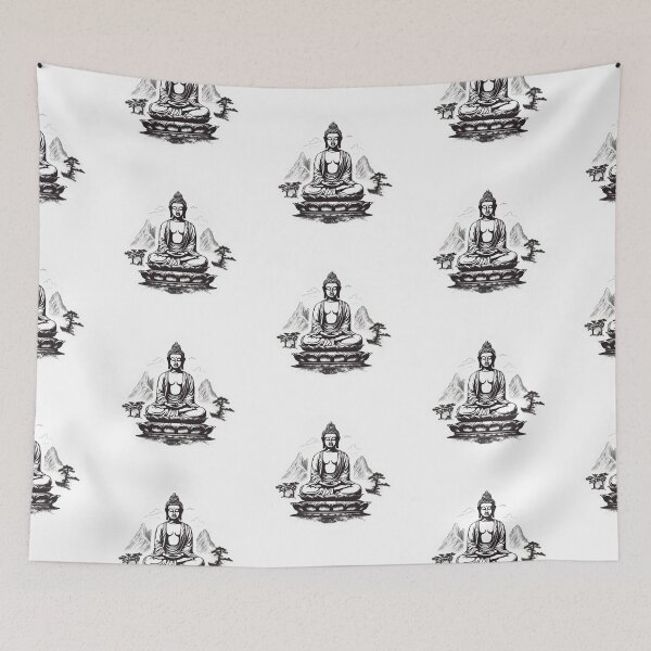 Item preview, Black White Buddha Statue , Digital Art, buddha Modern art 3D designed and sold by MartynGrey.