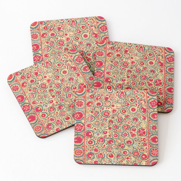 Item preview, ANTIQUE RED BLUE CREAM FLORAL UZBEK SUZANI EMBROIDERY,POMEGRANATE FLOWERS designed and sold by BulganLumini.