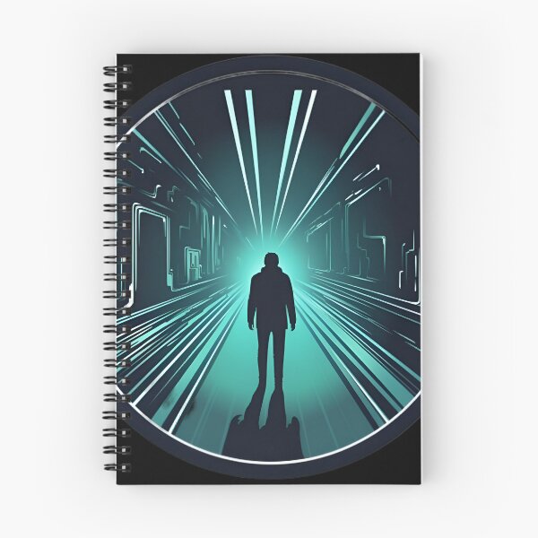 Item preview, Walking in a dark neon tunnel sci-fi designed and sold by AI-Only Creations.