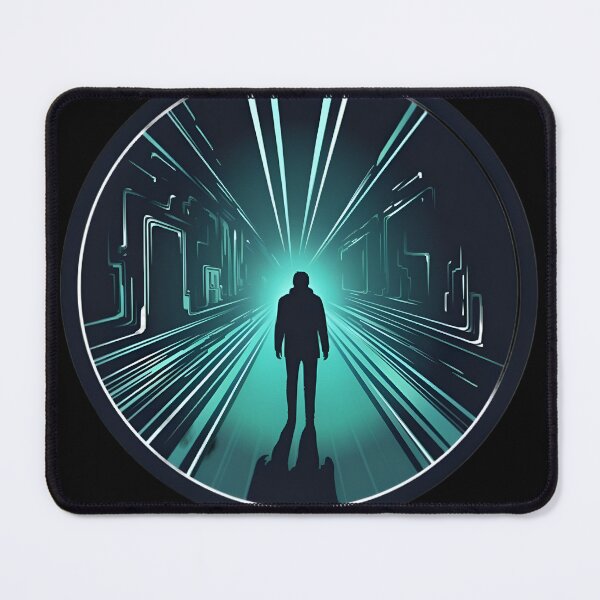 Item preview, Walking in a dark neon tunnel sci-fi designed and sold by AI-Only Creations.