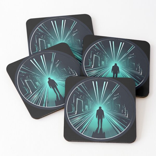 Item preview, Walking in a dark neon tunnel sci-fi designed and sold by AI-Only Creations.